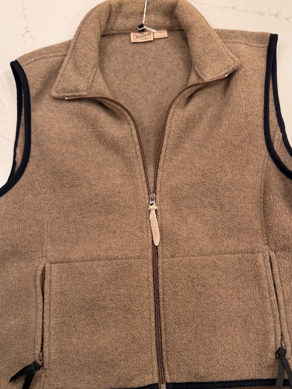 Woolrich Tan Polartec Fleece Vest Women’s Large Zip Front Outdoor Layer